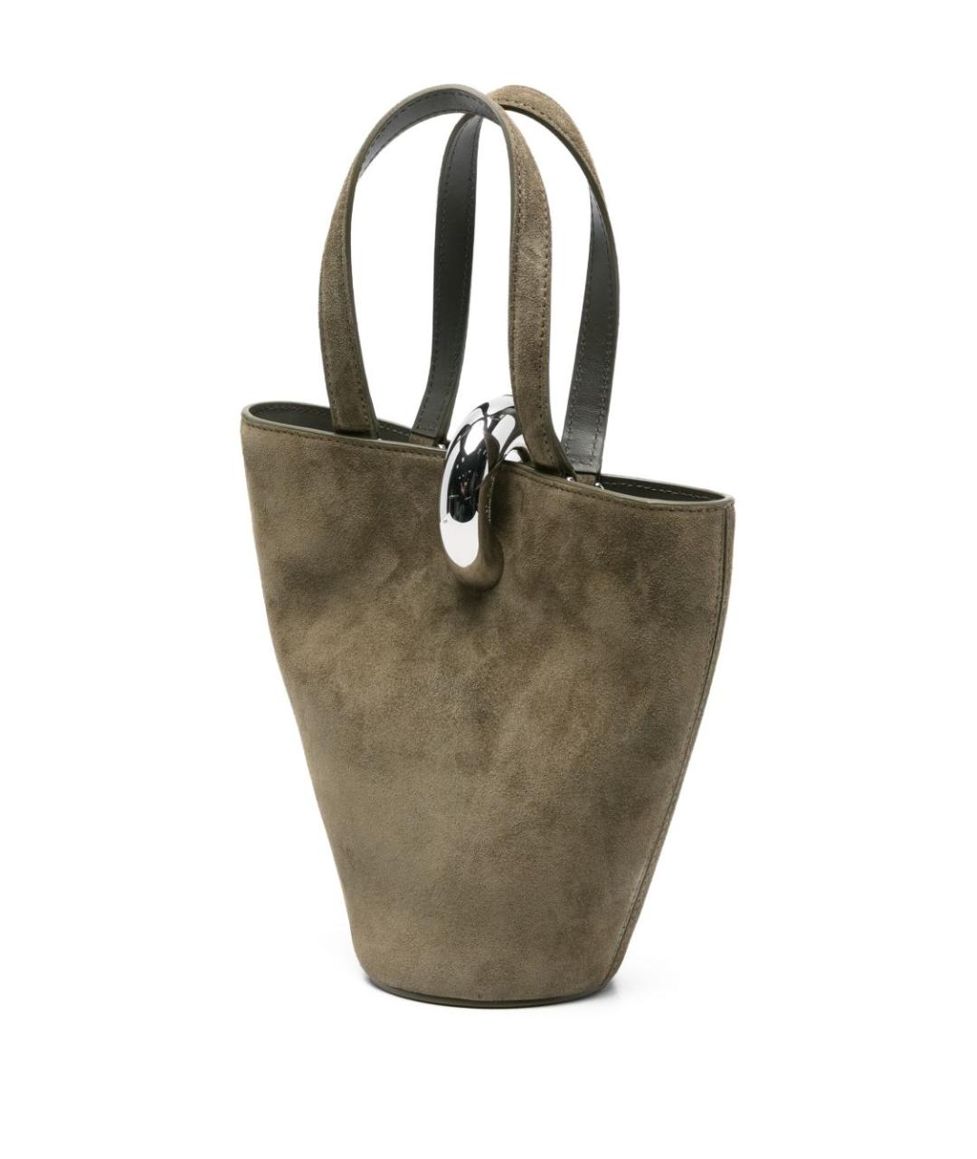 JACQUEMUS Хаки замшевая сумка тоут, фото 4