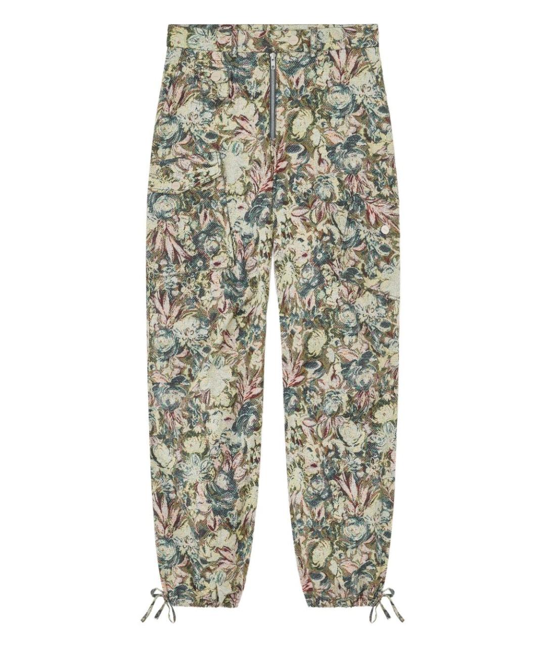 GANNI Зеленые хлопковые прямые брюки, фото 1