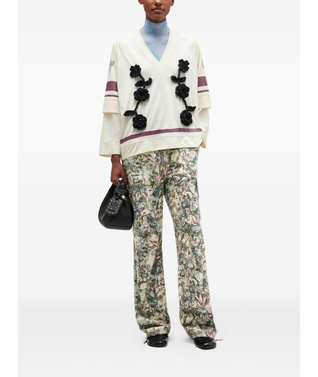 GANNI Зеленые хлопковые прямые брюки, фото 4