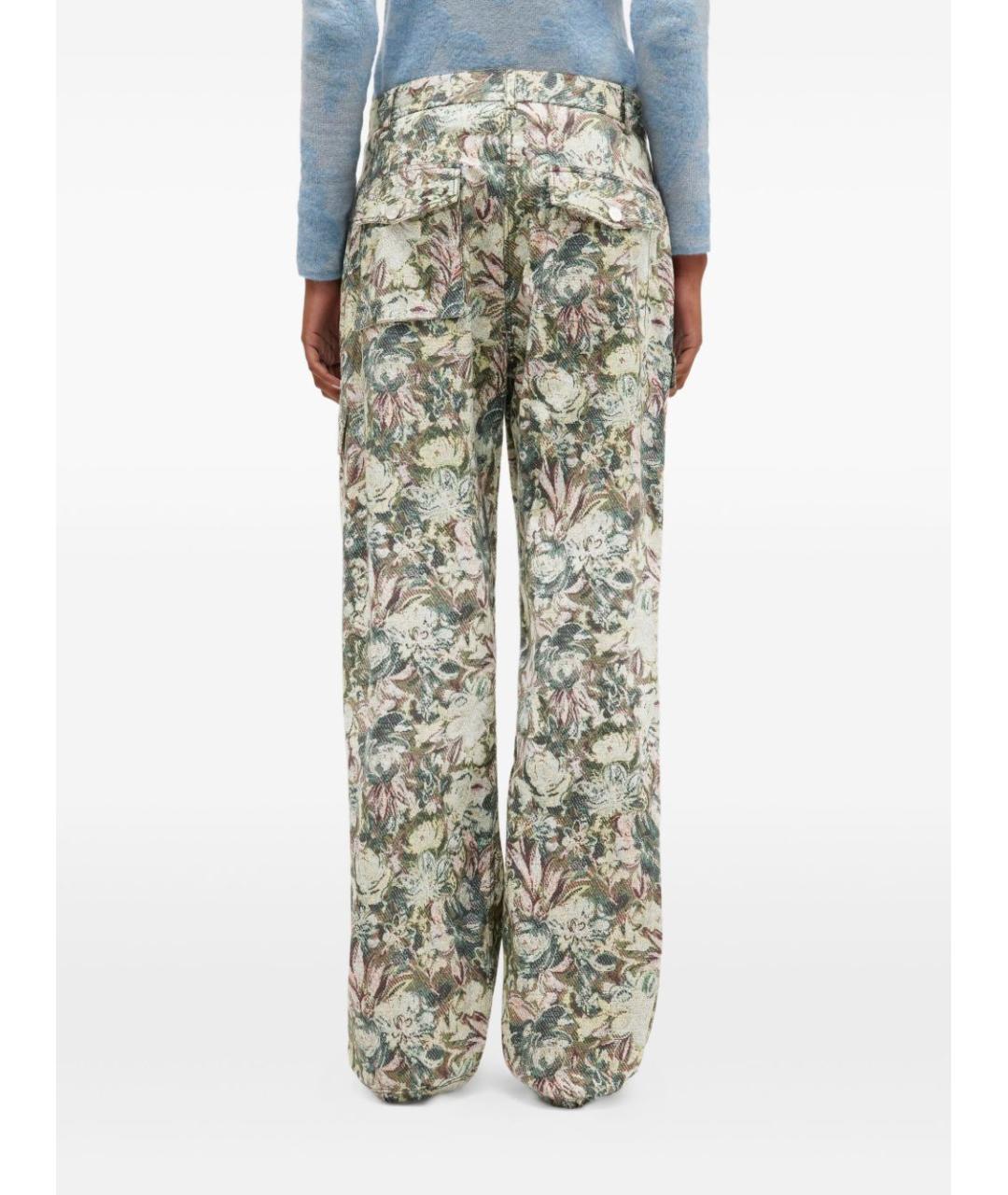 GANNI Зеленые хлопковые прямые брюки, фото 2