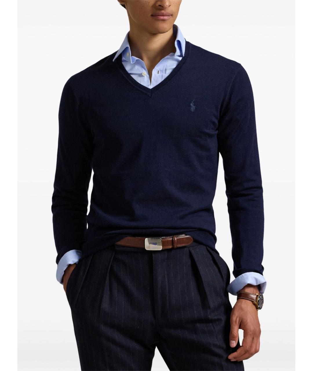 POLO RALPH LAUREN Синий шерстяной джемпер / свитер, фото 3