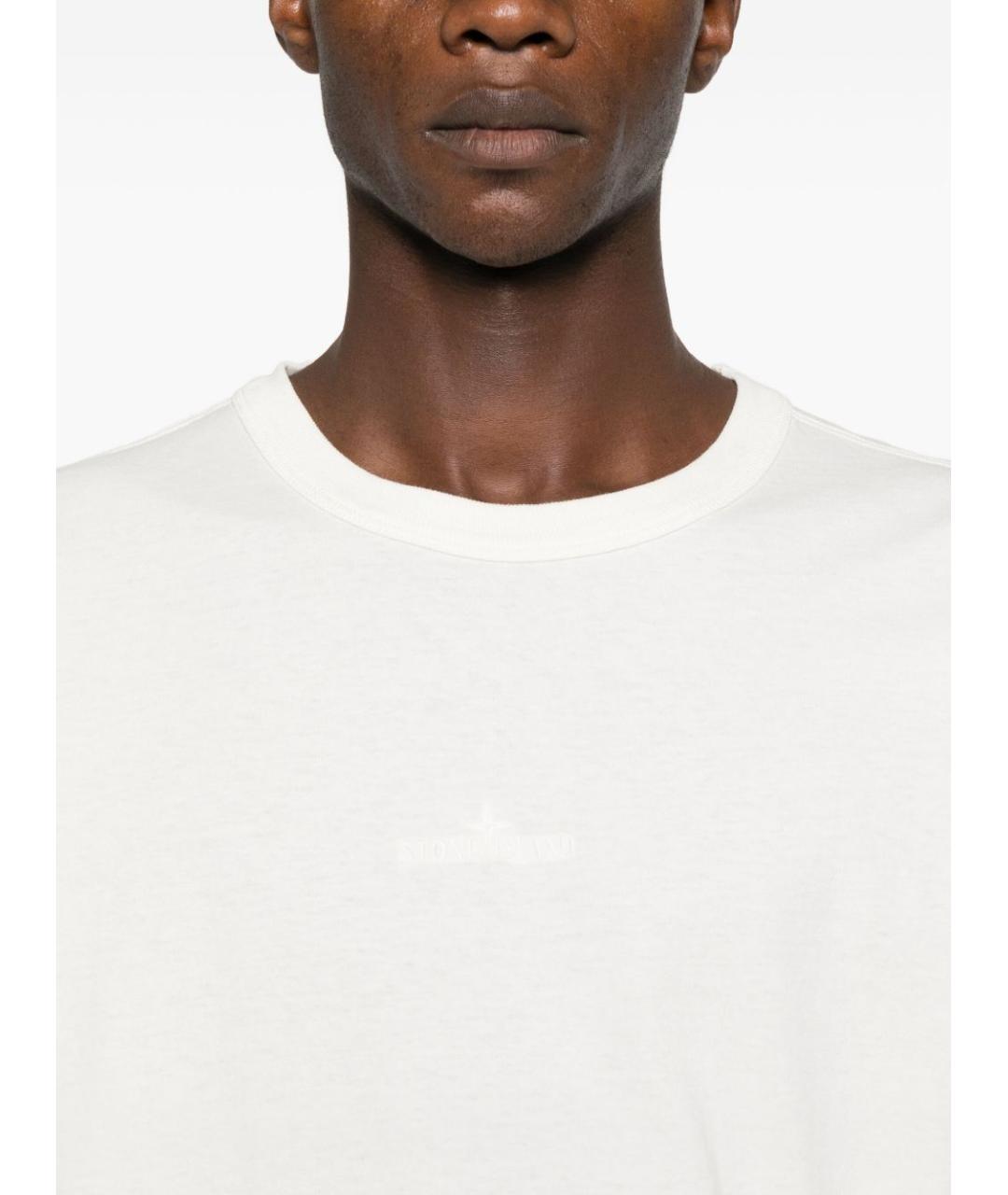 STONE ISLAND Бежевая хлопковая футболка, фото 3