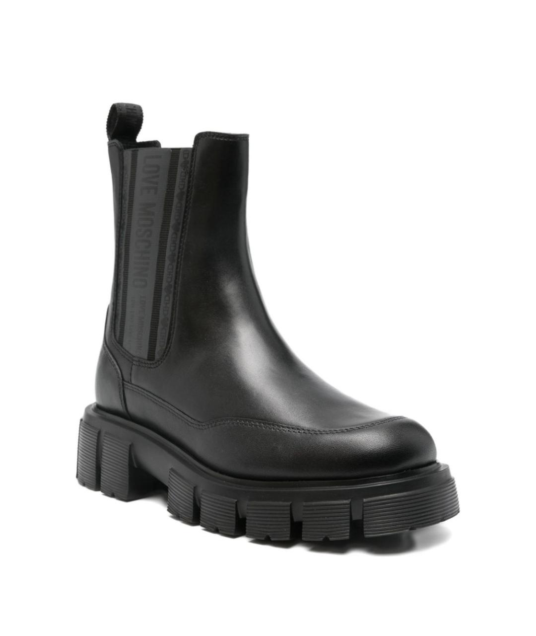 LOVE MOSCHINO Черные кожаные ботинки, фото 4