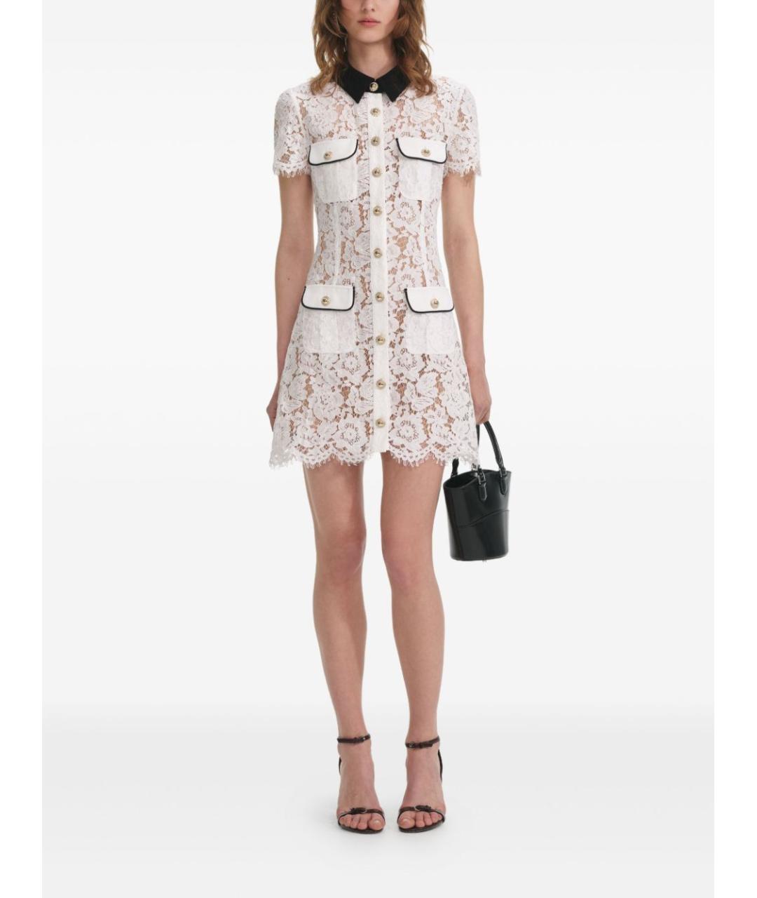 SELF-PORTRAIT Белое полиамидовое повседневное платье, фото 2