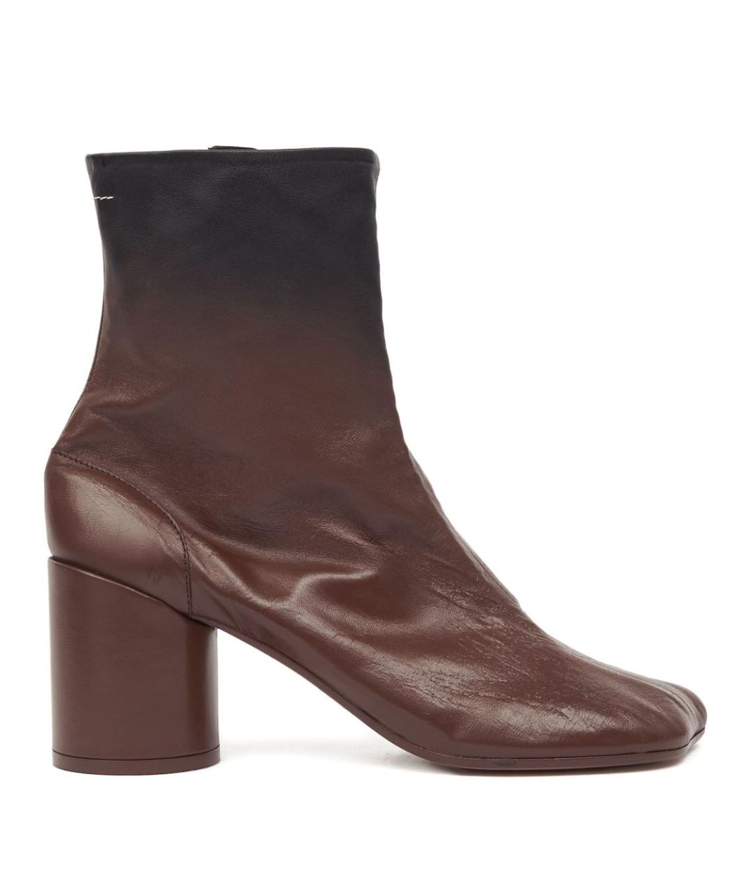 MM6 MAISON MARGIELA Коричневые кожаные ботильоны, фото 1