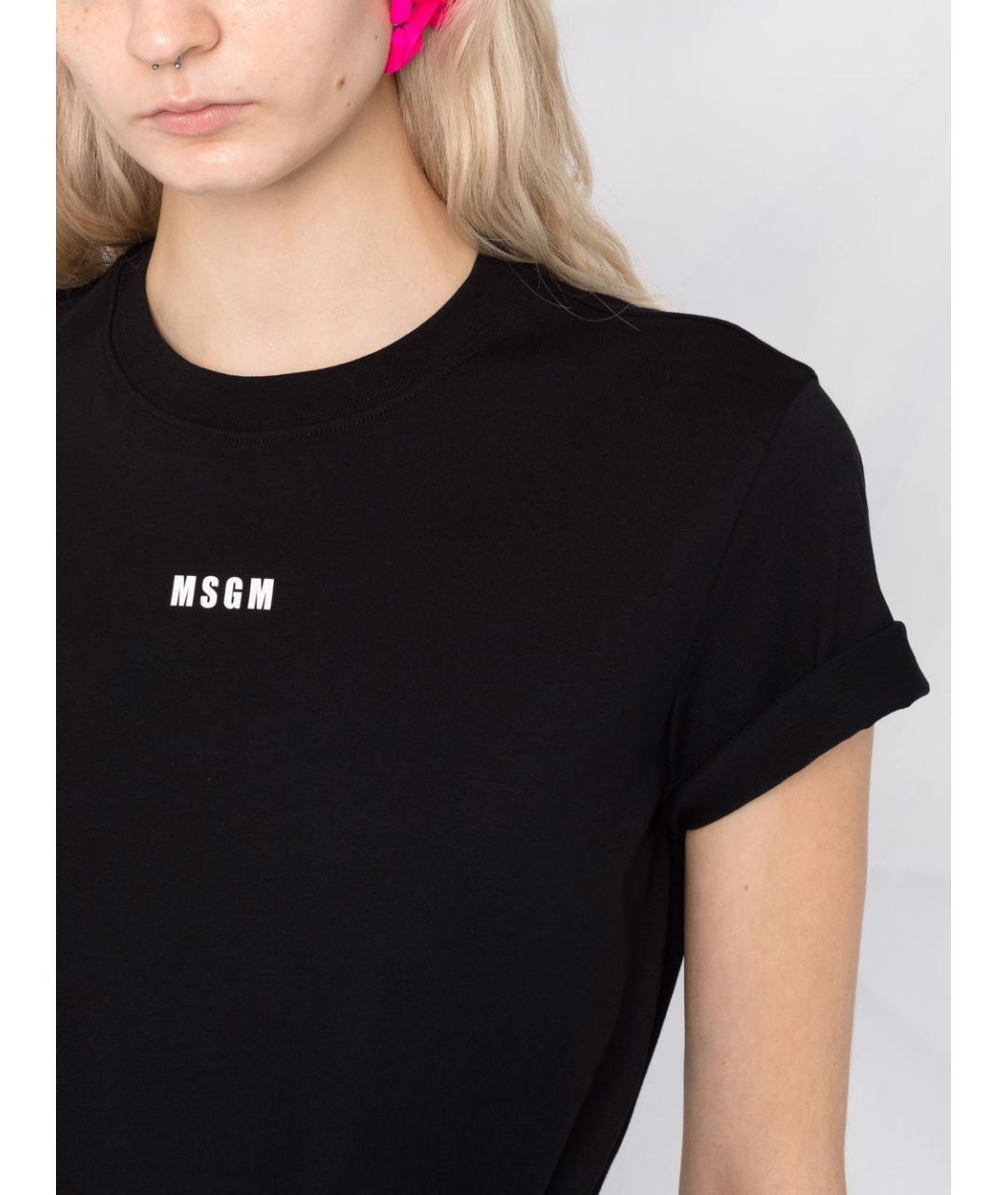 MSGM Черная хлопковая футболка, фото 4