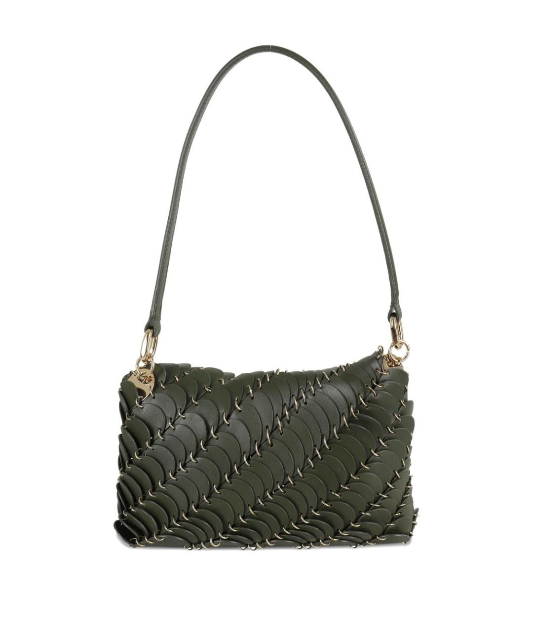 PACO RABANNE Хаки кожаная сумка через плечо, фото 2