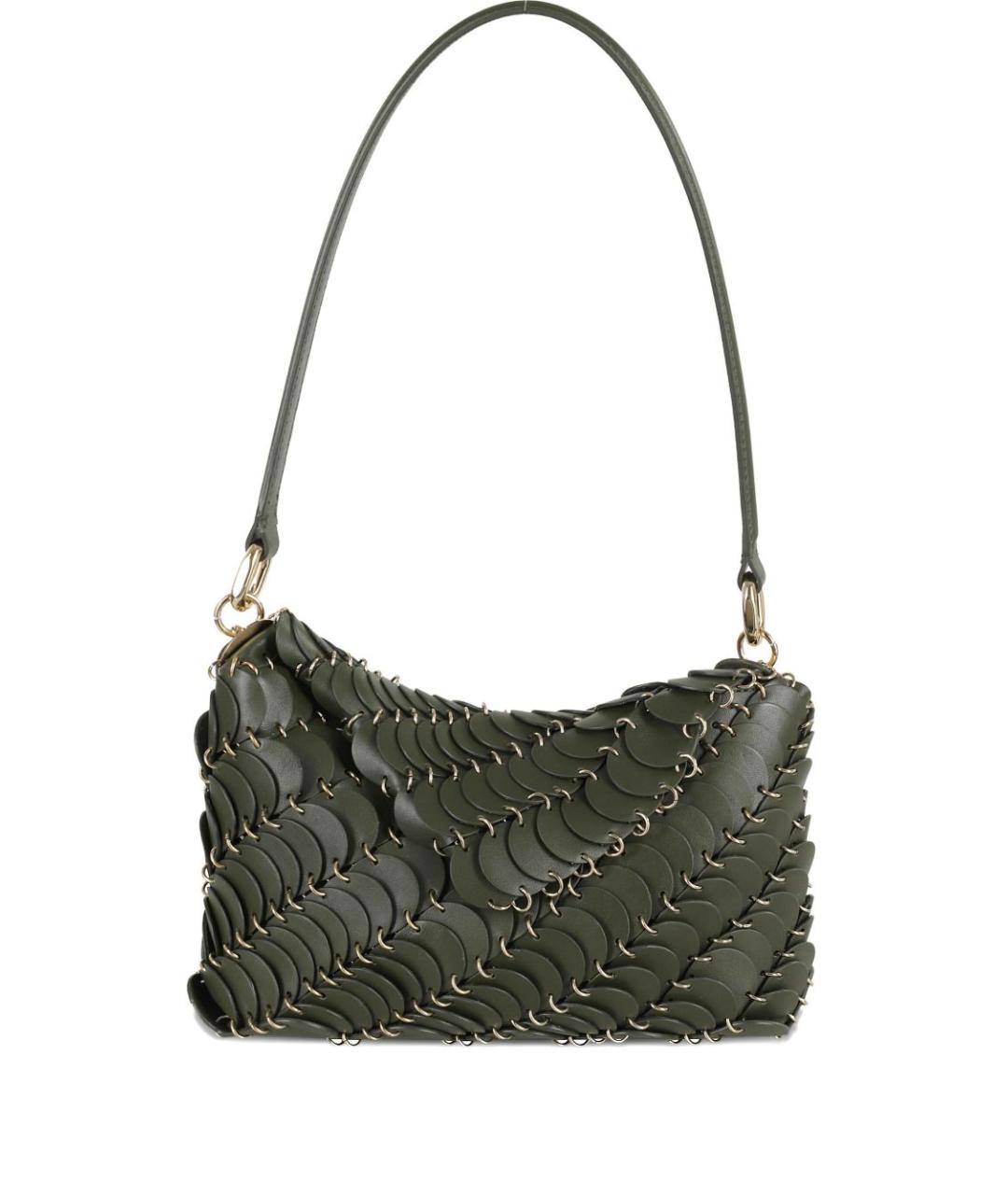 PACO RABANNE Хаки кожаная сумка через плечо, фото 1
