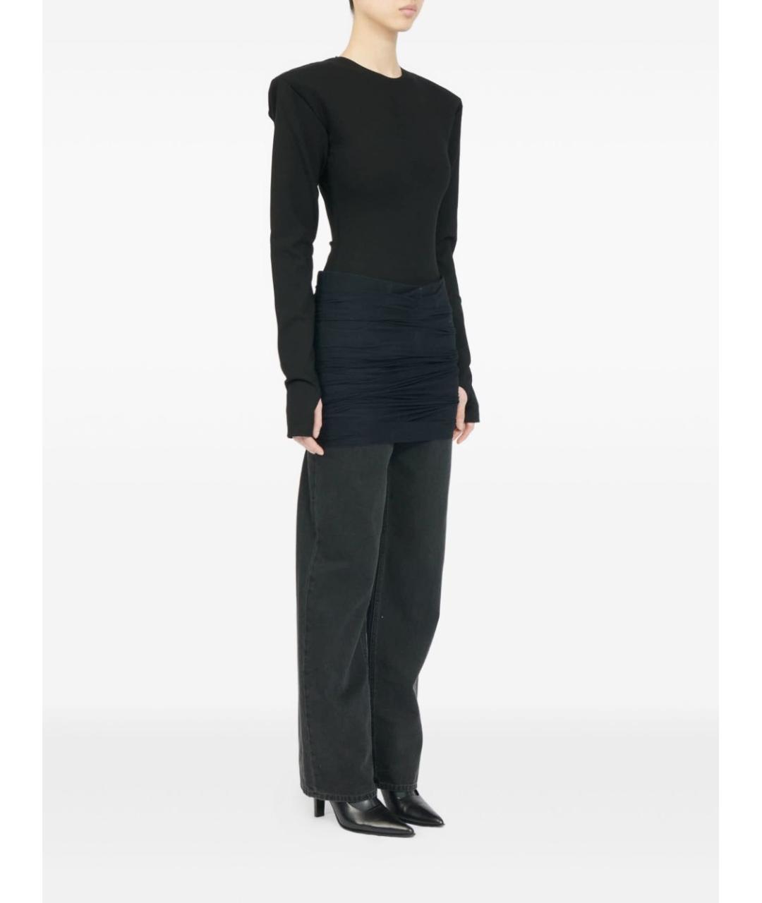 MM6 MAISON MARGIELA Черные хлопковые прямые джинсы, фото 5