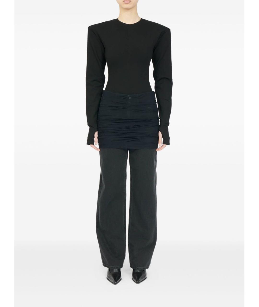 MM6 MAISON MARGIELA Черные хлопковые прямые джинсы, фото 2