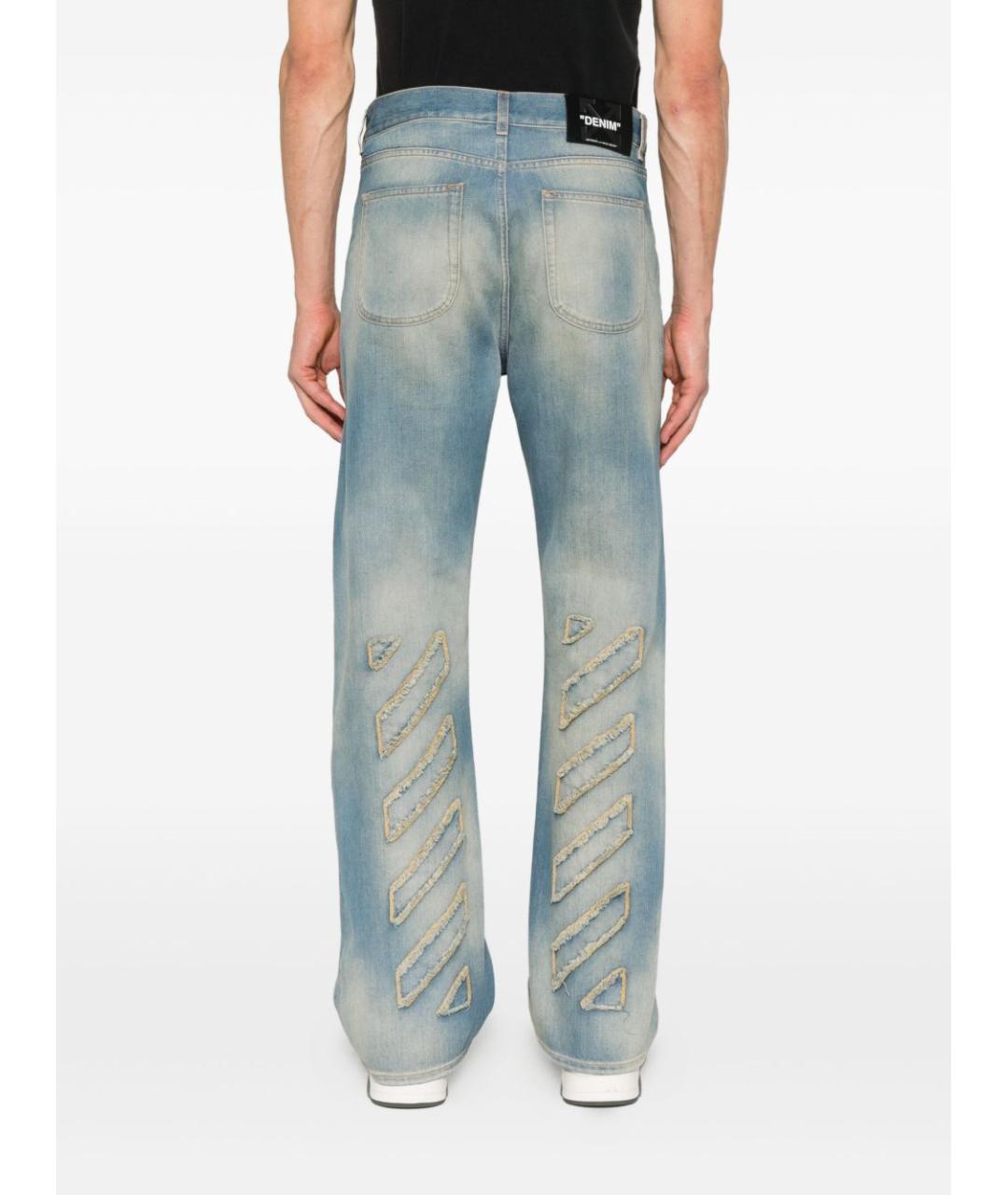 OFF-WHITE Голубые хлопковые прямые джинсы, фото 4