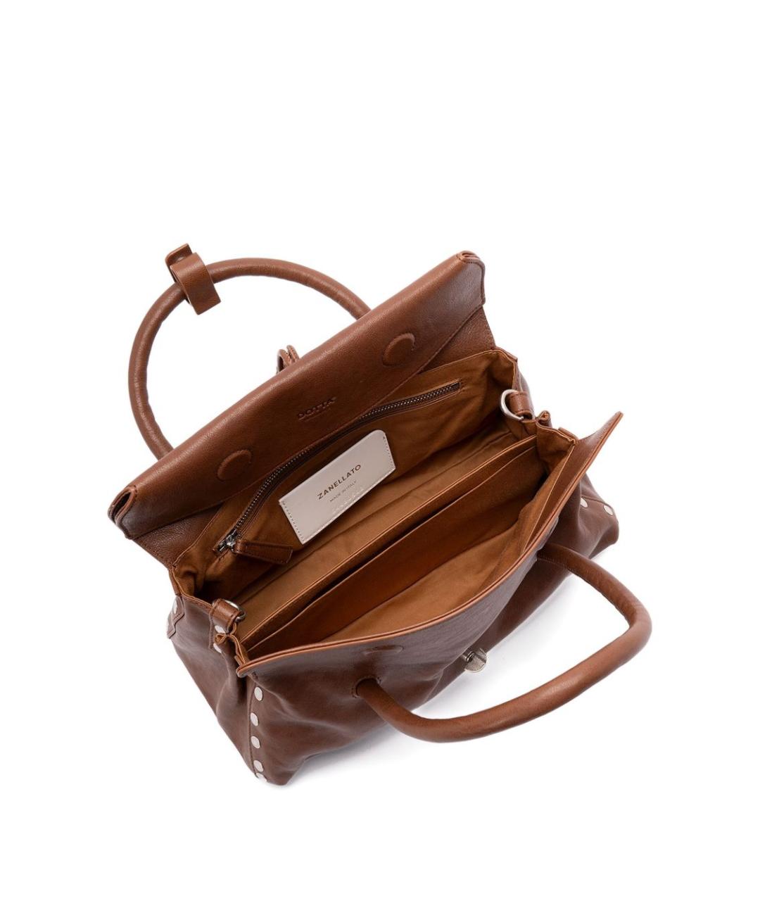 ZANELLATO Коричневая кожаная сумка тоут, фото 5