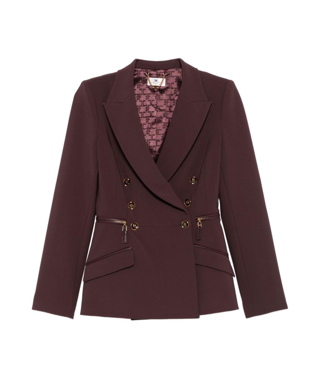 ELISABETTA FRANCHI Бордовый полиэстеровый жакет/пиджак, фото 1