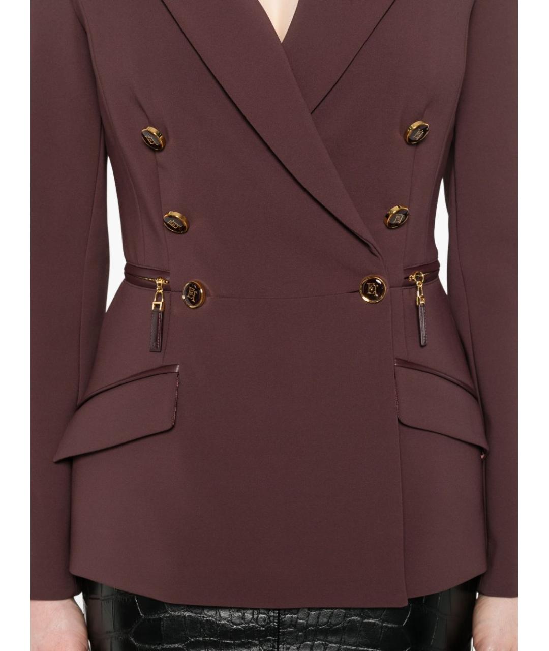 ELISABETTA FRANCHI Бордовый полиэстеровый жакет/пиджак, фото 5