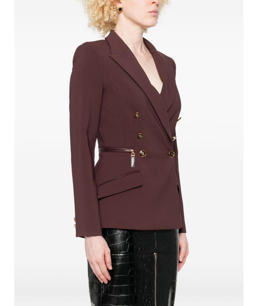 ELISABETTA FRANCHI Бордовый полиэстеровый жакет/пиджак, фото 2