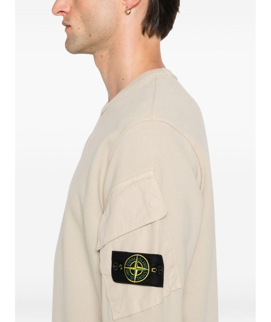 STONE ISLAND Бежевый хлопковый джемпер / свитер, фото 4
