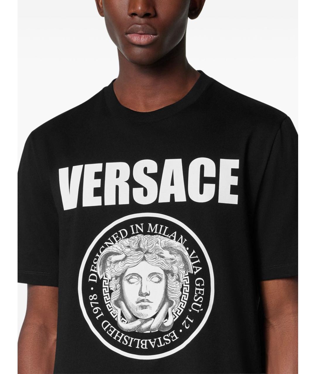 VERSACE Черная хлопковая футболка, фото 2