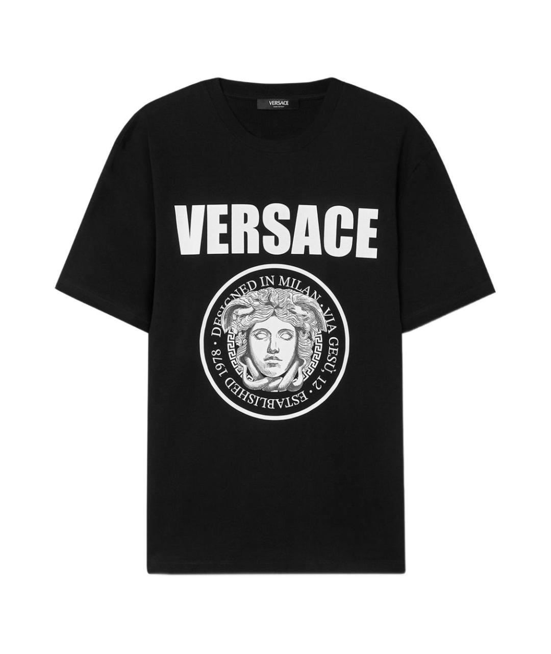 VERSACE Черная хлопковая футболка, фото 1