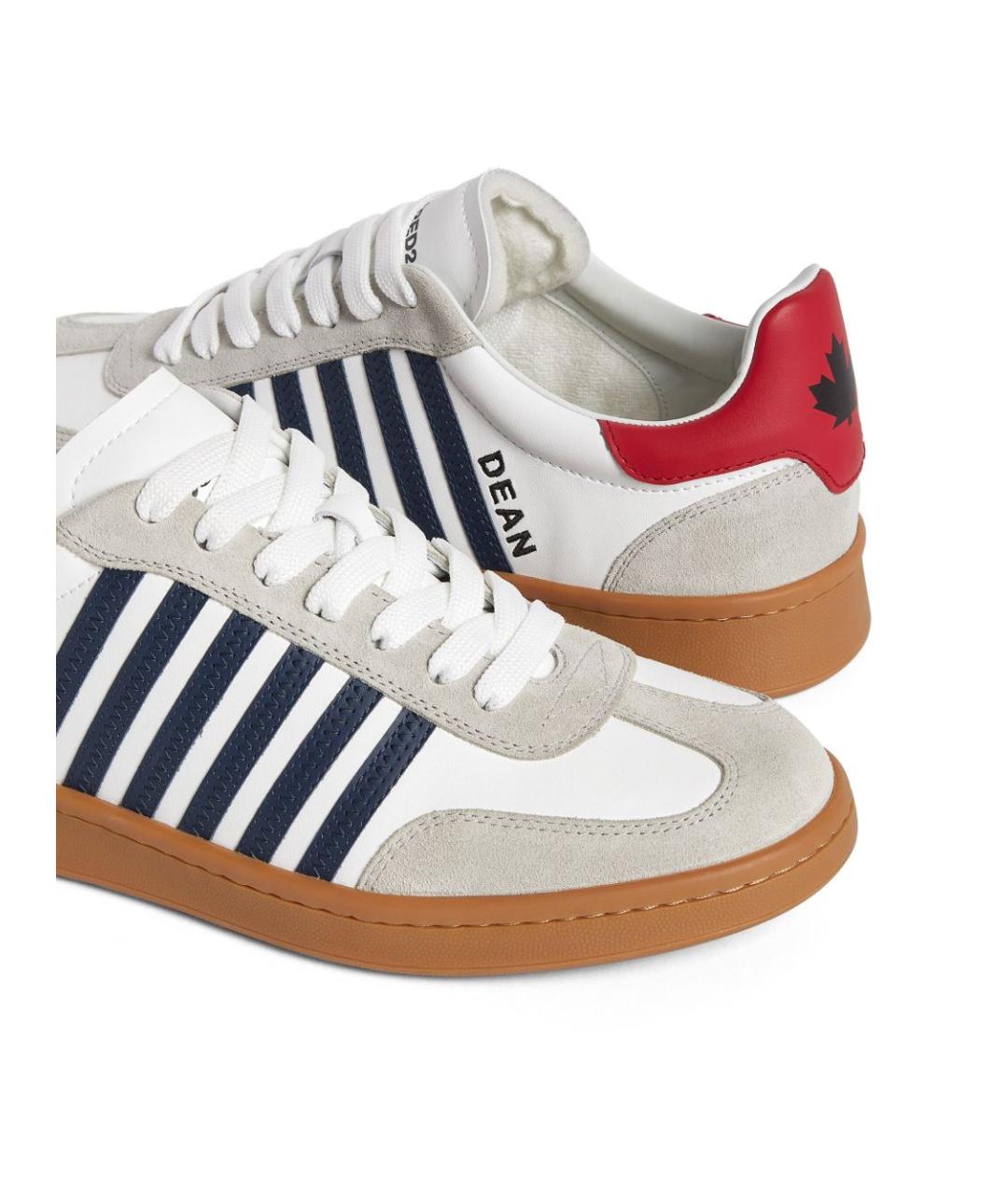 DSQUARED2 Бежевые кожаные низкие кроссовки / кеды, фото 2