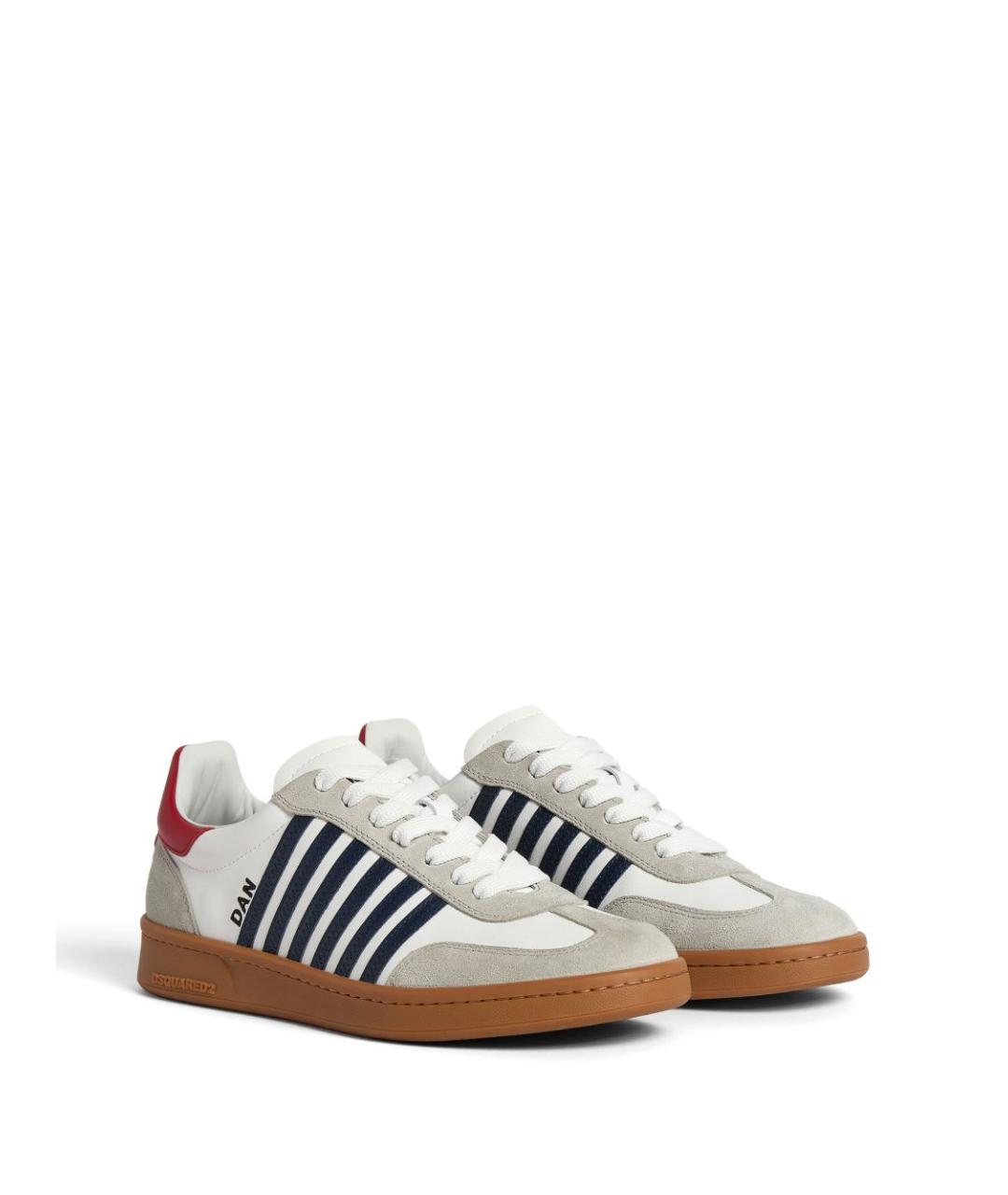 DSQUARED2 Бежевые кожаные низкие кроссовки / кеды, фото 4