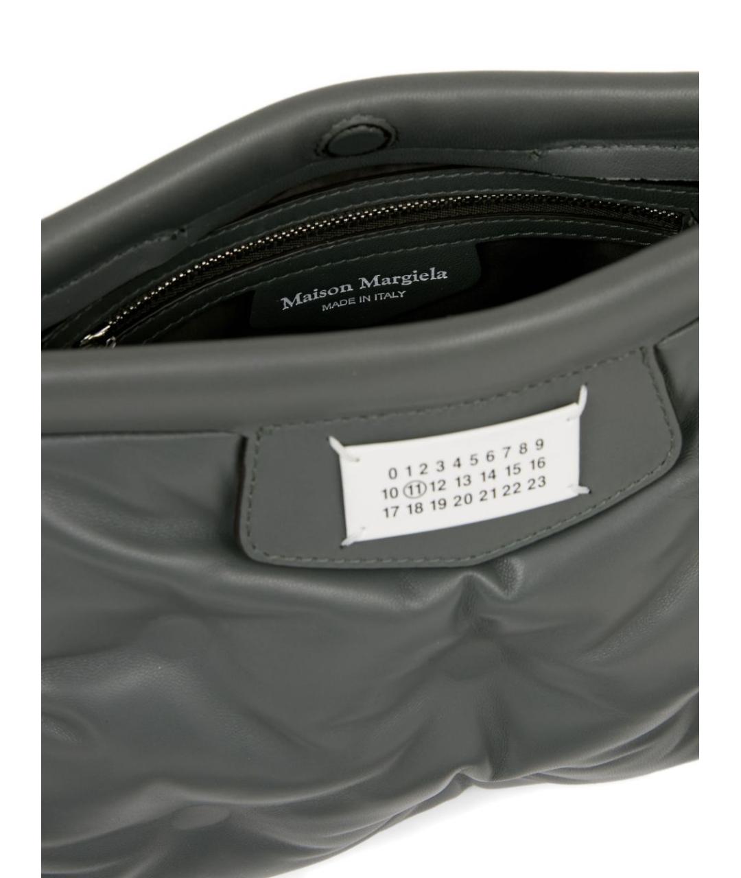 MAISON MARGIELA Серая кожаная сумка через плечо, фото 6