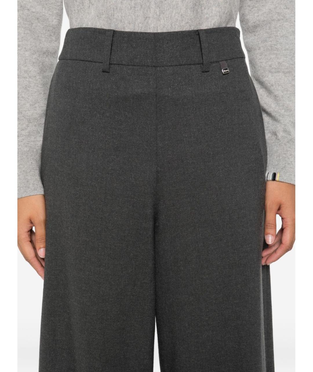 HERNO Серые кашемировые прямые брюки, фото 2