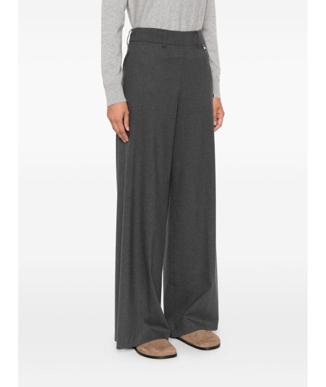 HERNO Серые кашемировые прямые брюки, фото 4