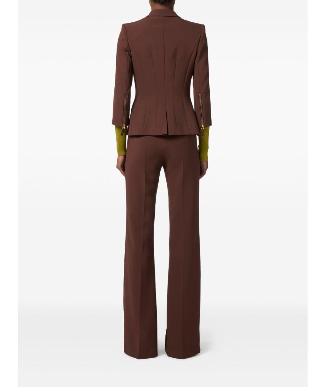 ELISABETTA FRANCHI Коричневый полиэстеровый жакет/пиджак, фото 2