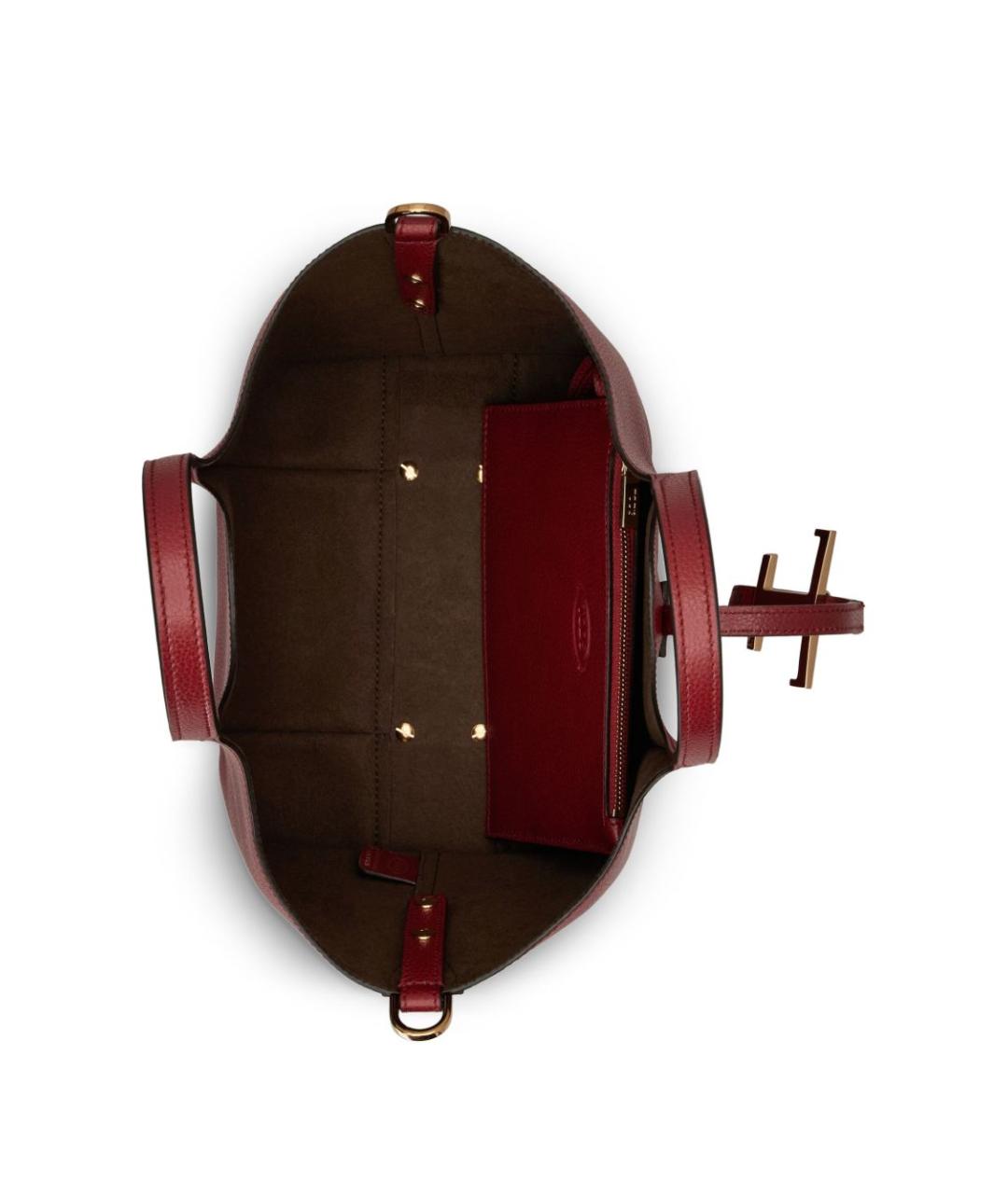 TOD'S Бордовая кожаная сумка тоут, фото 4