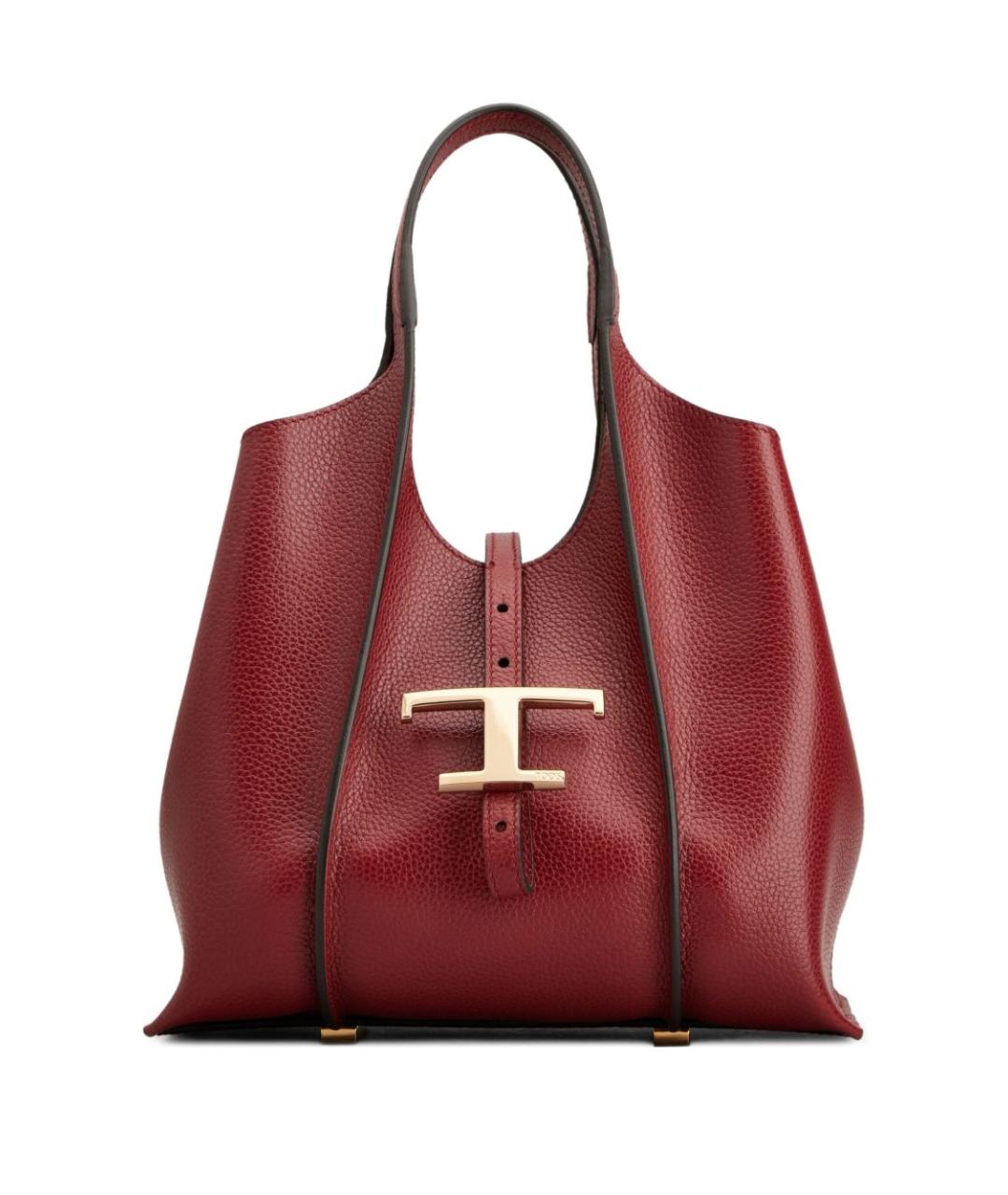 TOD'S Бордовая кожаная сумка тоут, фото 1