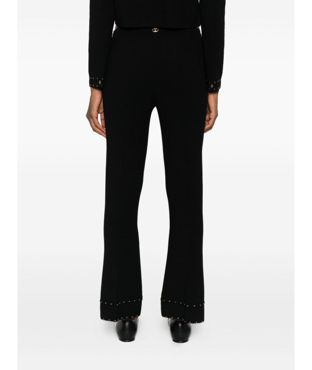 TWIN-SET Черные хлопковые прямые брюки, фото 3