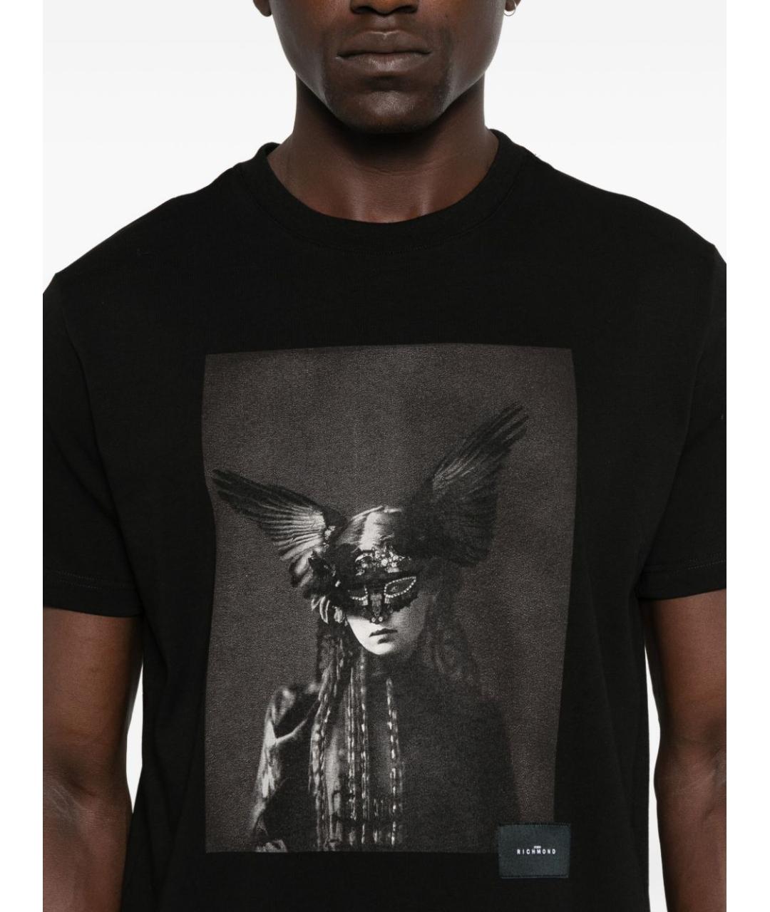 JOHN RICHMOND Черная хлопковая футболка, фото 3
