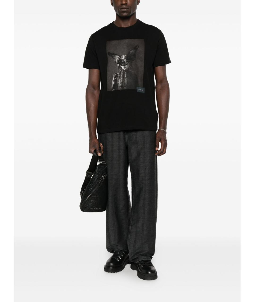 JOHN RICHMOND Черная хлопковая футболка, фото 2