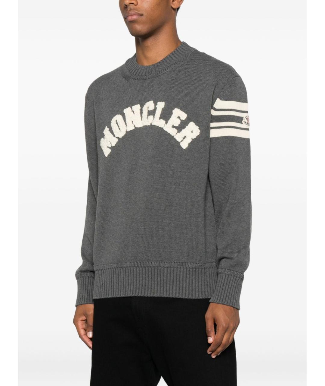 MONCLER Серый хлопковый джемпер / свитер, фото 3