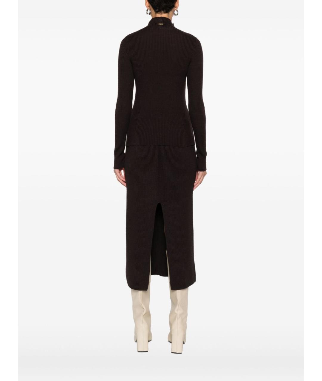 TWIN-SET Коричневая шерстяная водолазка, фото 4