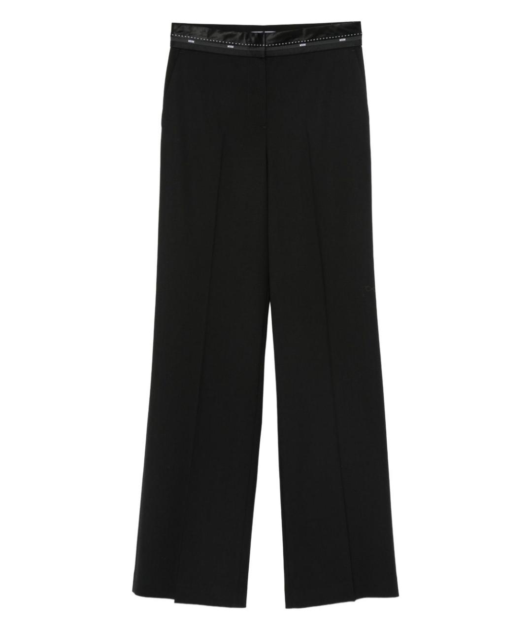 MSGM Черные шерстяные прямые брюки, фото 1