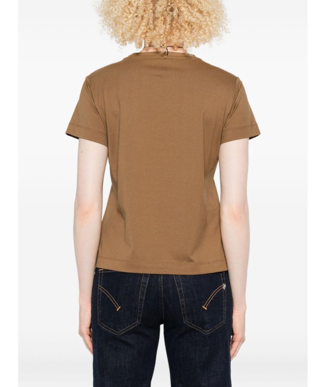 PINKO Коричневая хлопковая футболка, фото 2