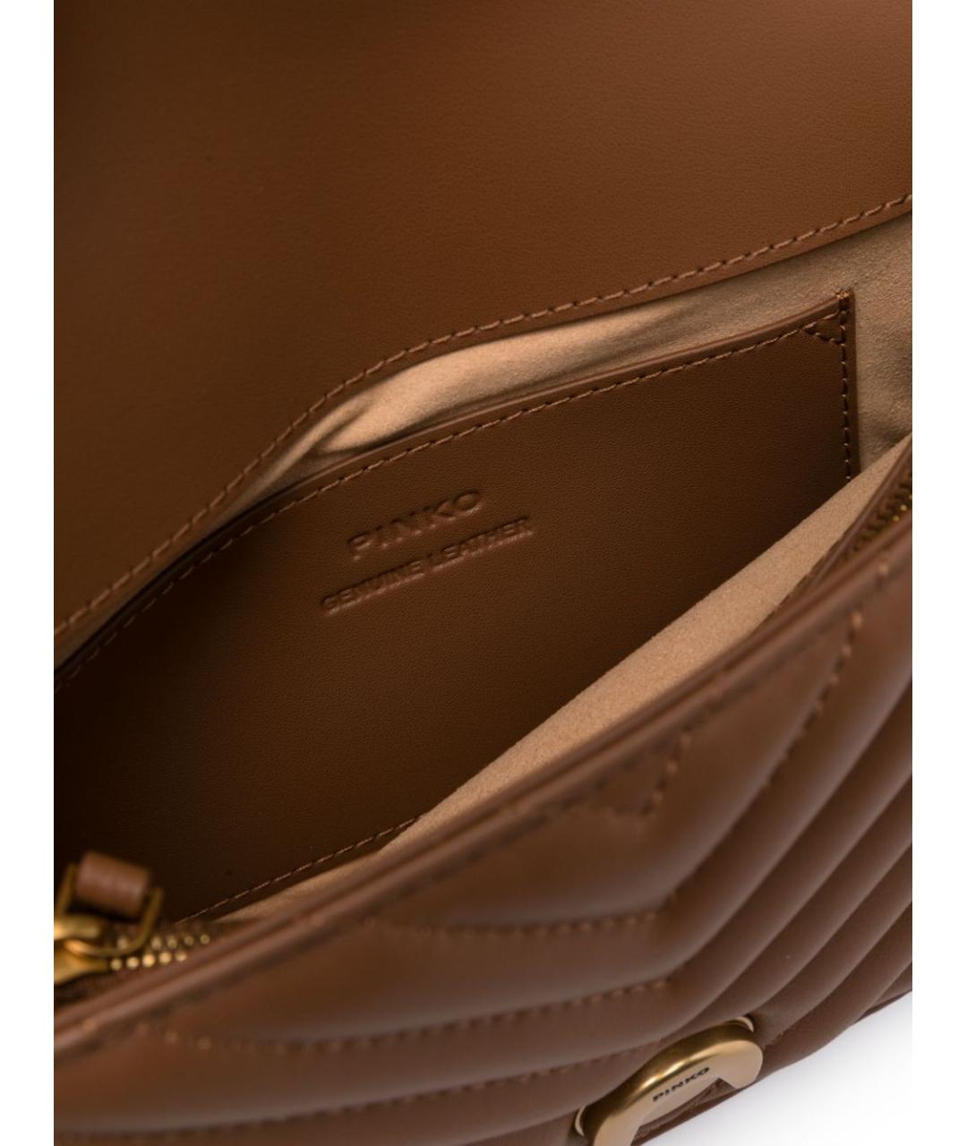 PINKO Коричневая кожаная сумка через плечо, фото 4