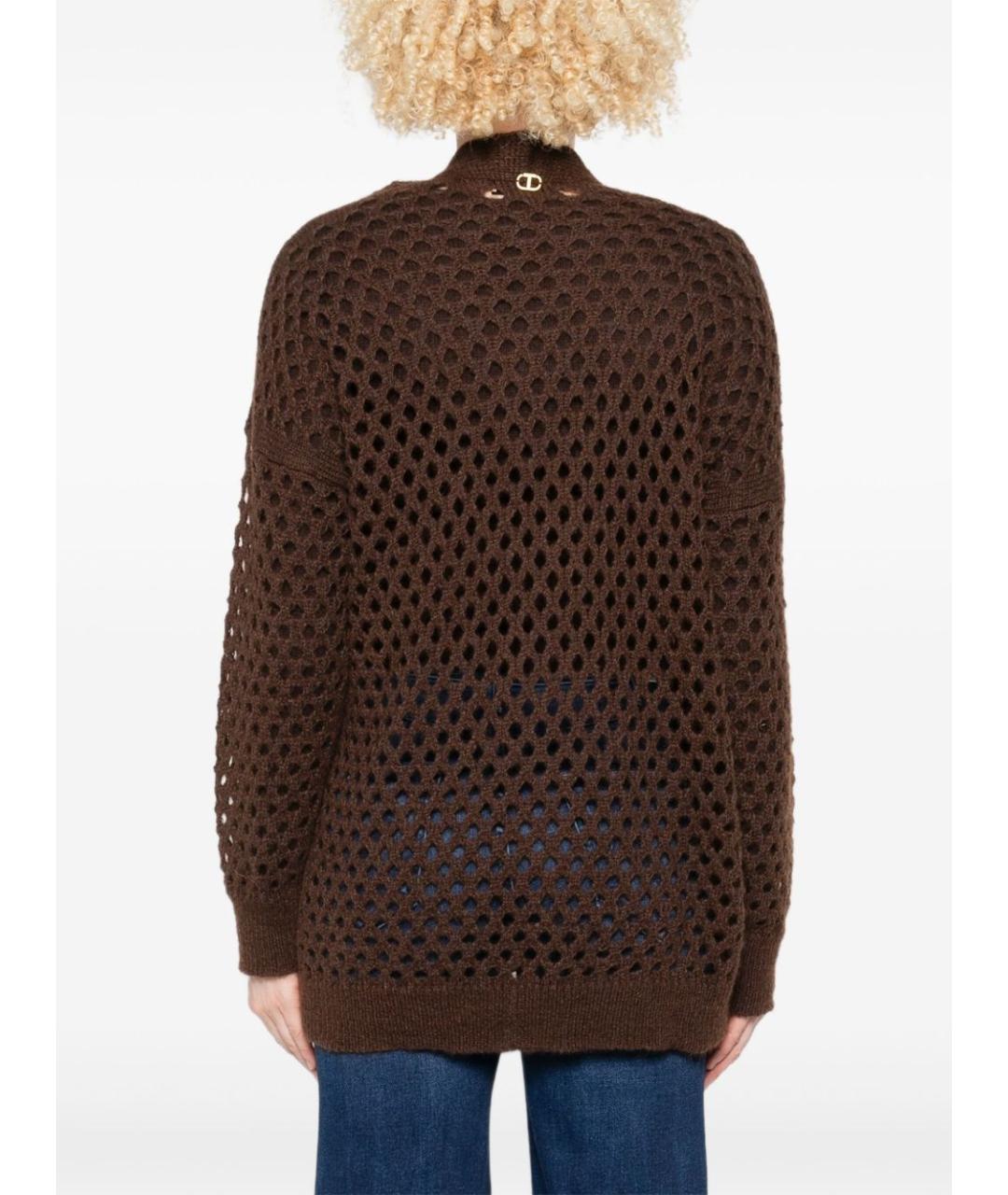 TWIN-SET Коричневый полиамидовый кардиган, фото 5