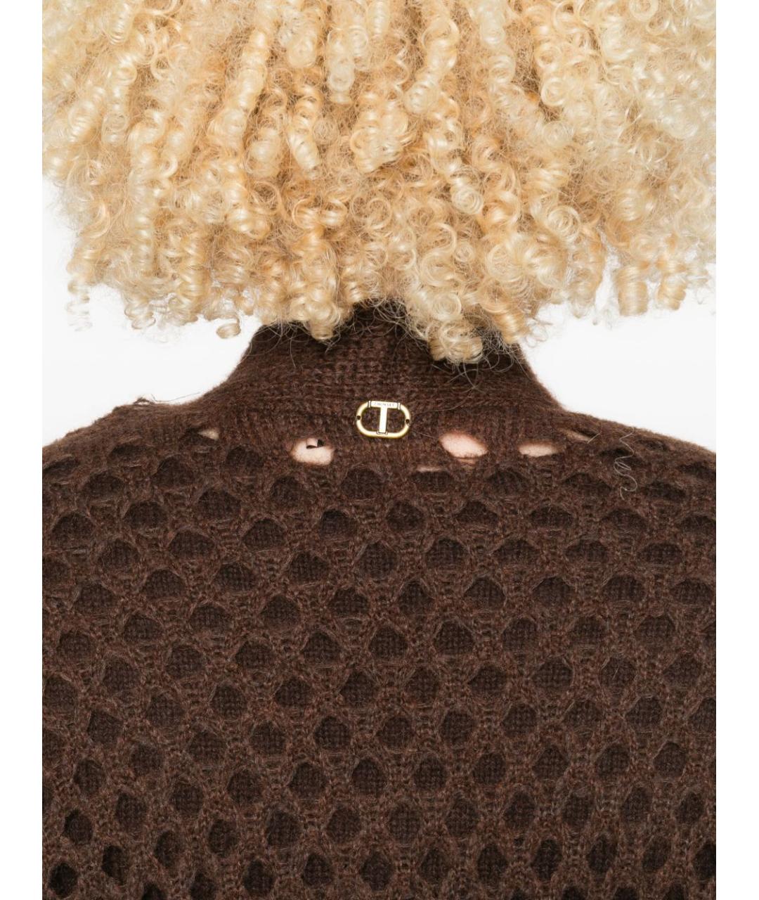 TWIN-SET Коричневый полиамидовый кардиган, фото 3