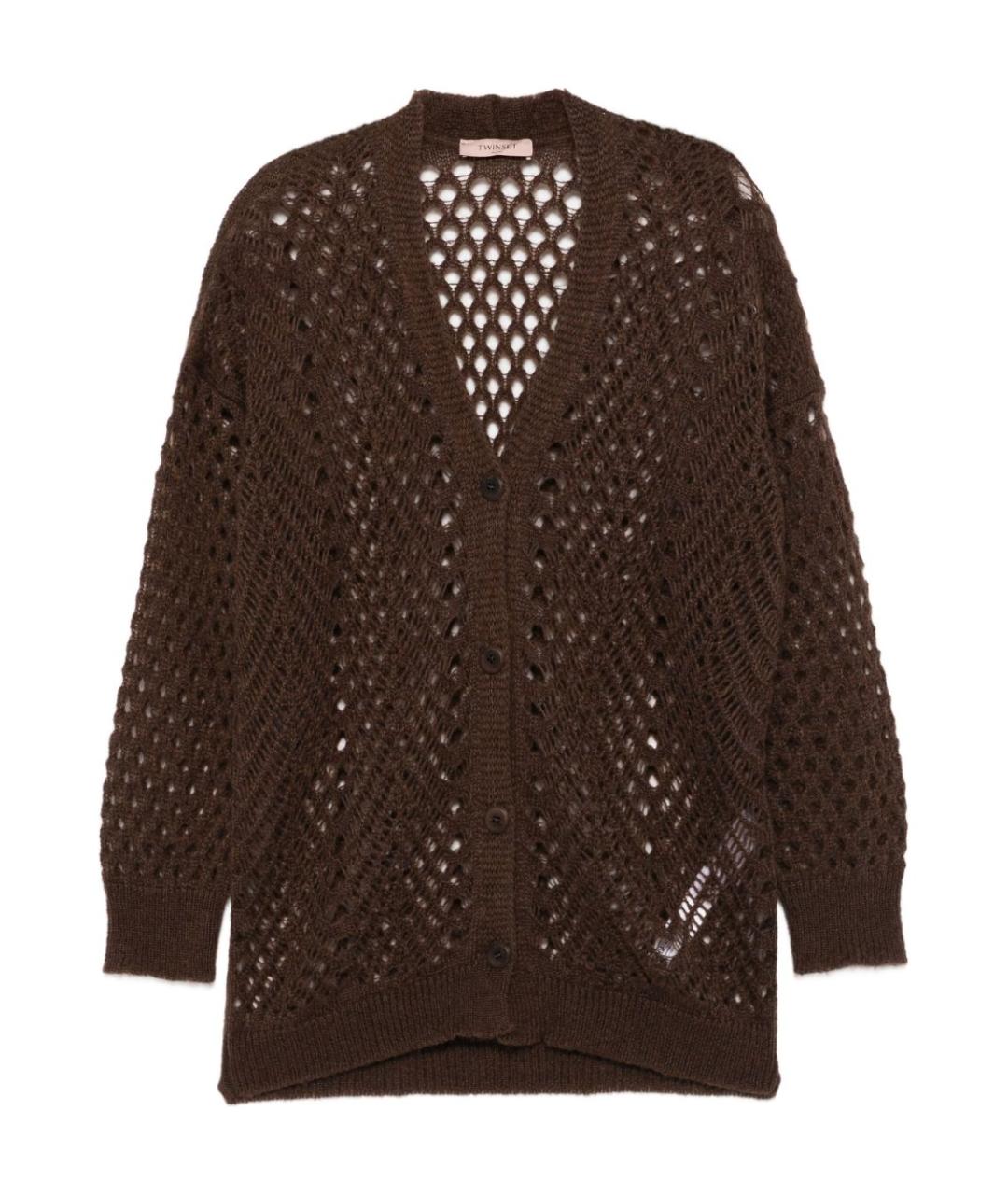 TWIN-SET Коричневый полиамидовый кардиган, фото 1