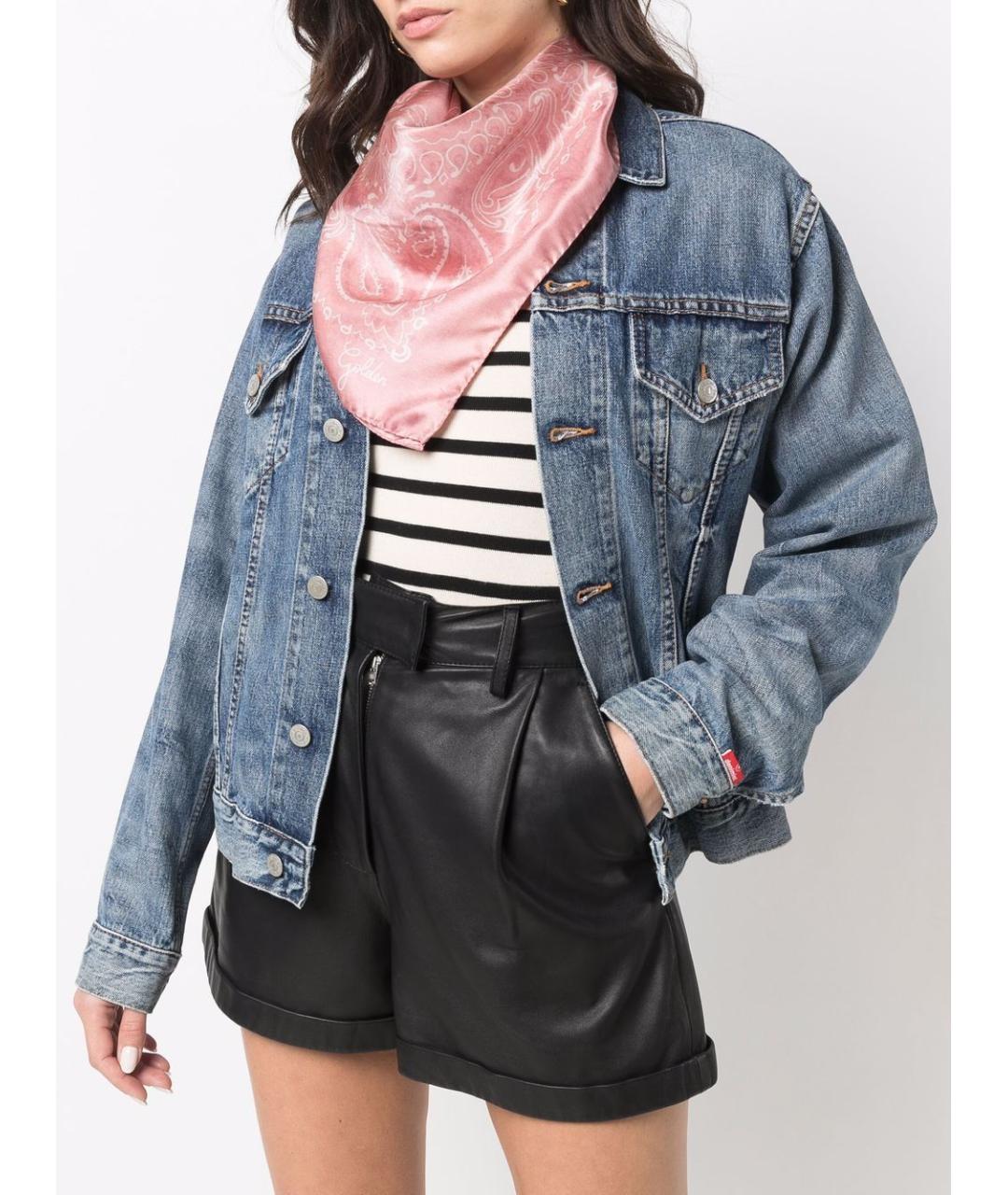 GOLDEN GOOSE DELUXE BRAND Розовый шелковый платок, фото 4