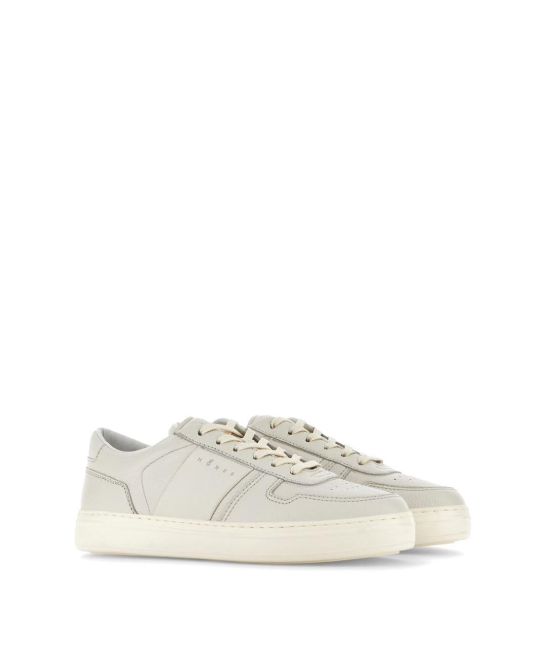 HOGAN Бежевые кожаные низкие кроссовки / кеды, фото 6