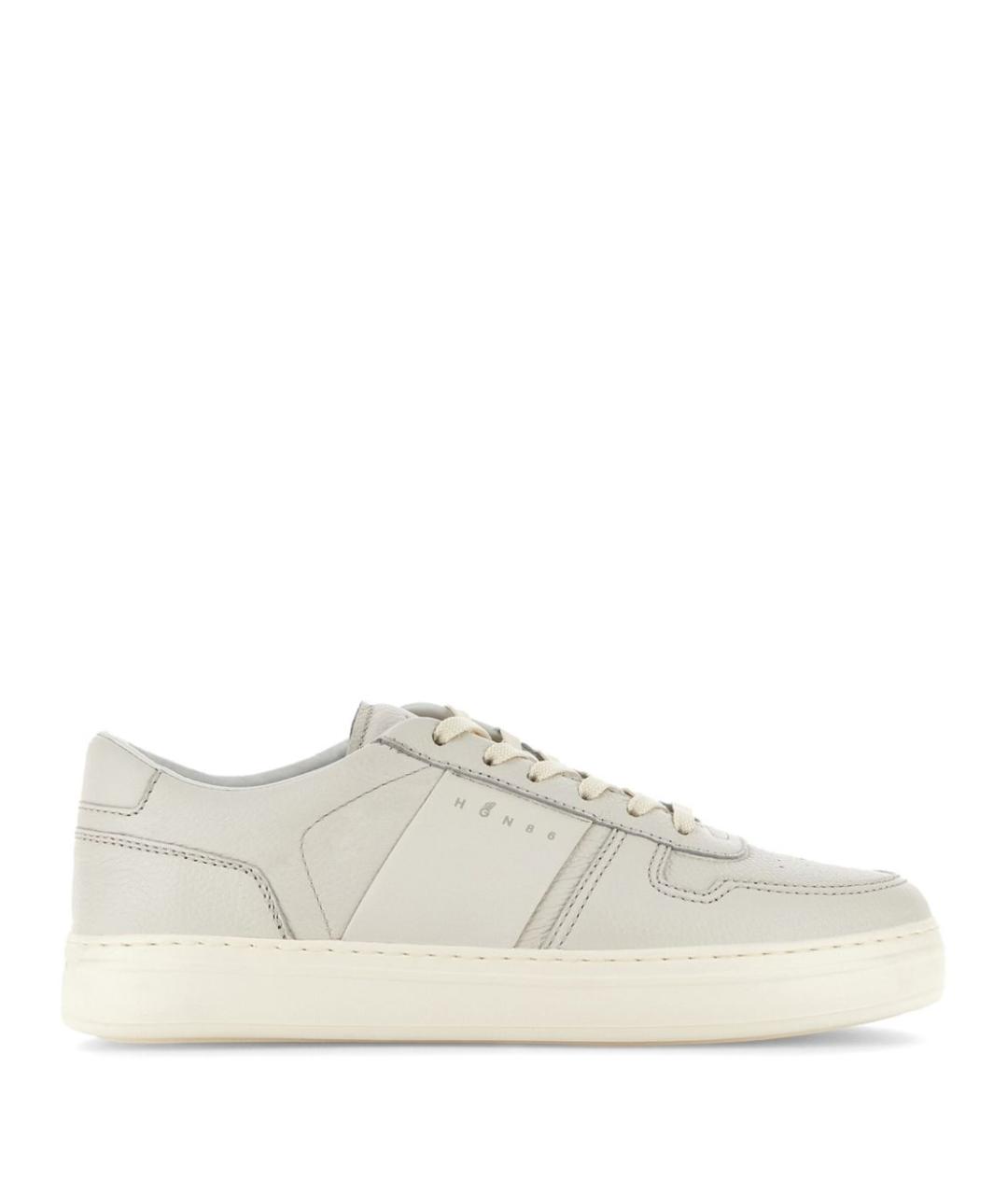 HOGAN Бежевые кожаные низкие кроссовки / кеды, фото 1