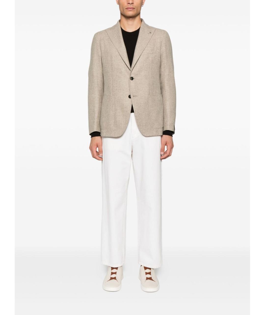 TAGLIATORE Бежевый шерстяной пиджак, фото 4