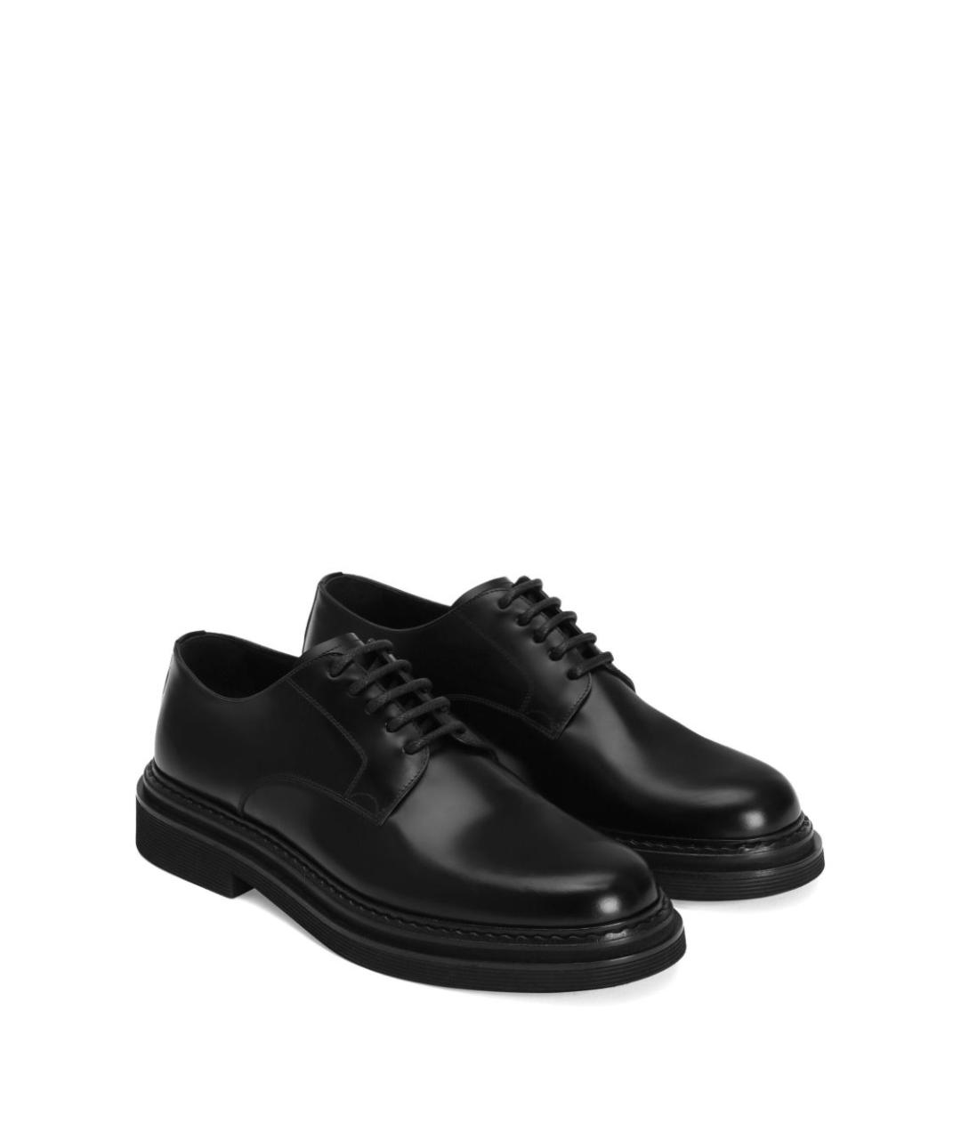 DOLCE&GABBANA Черные кожаные низкие ботинки, фото 2