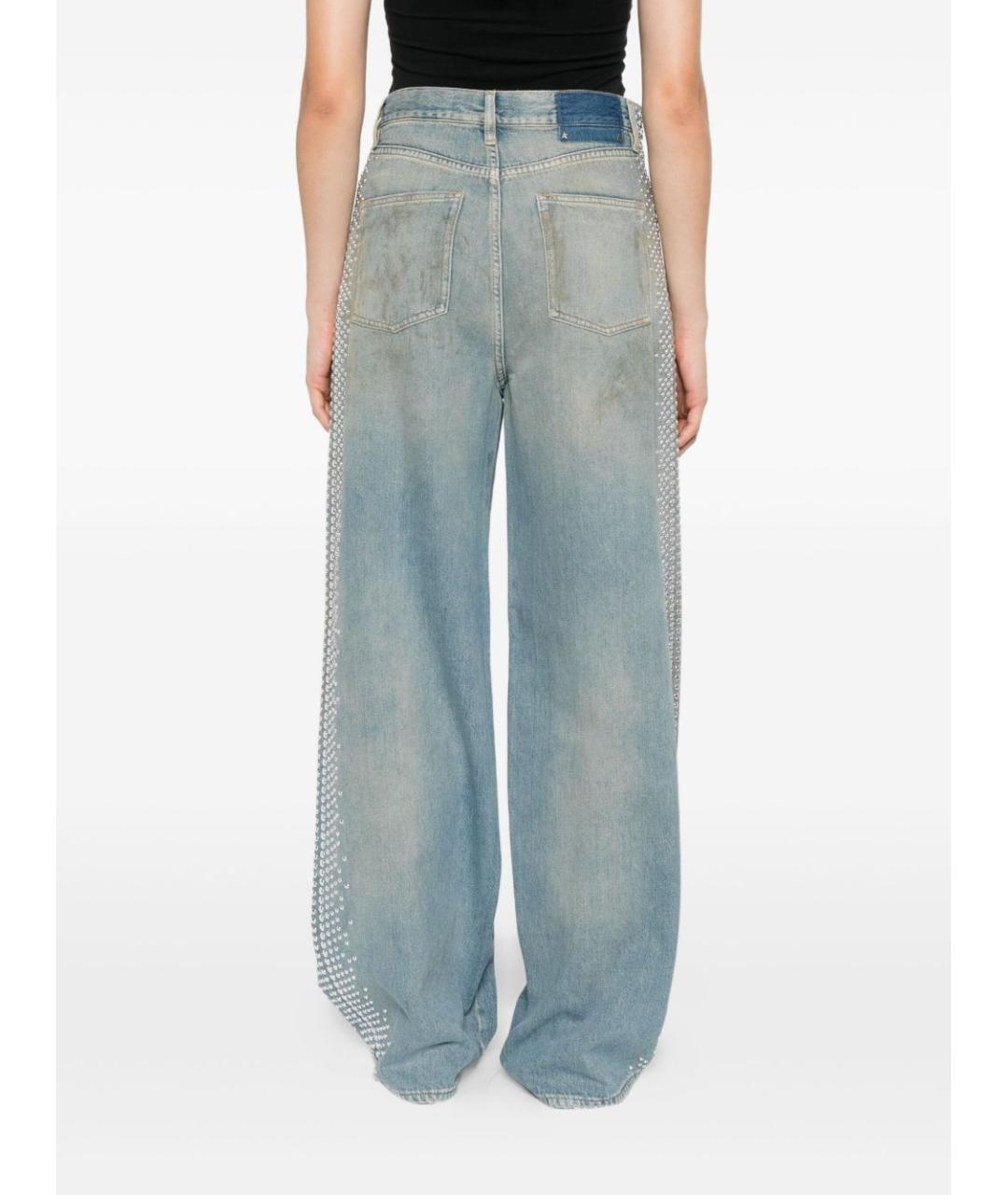 GOLDEN GOOSE DELUXE BRAND Голубые хлопковые прямые джинсы, фото 4