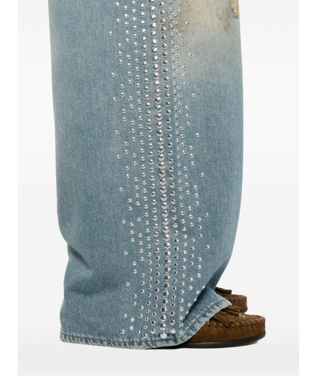 GOLDEN GOOSE DELUXE BRAND Голубые хлопковые прямые джинсы, фото 5