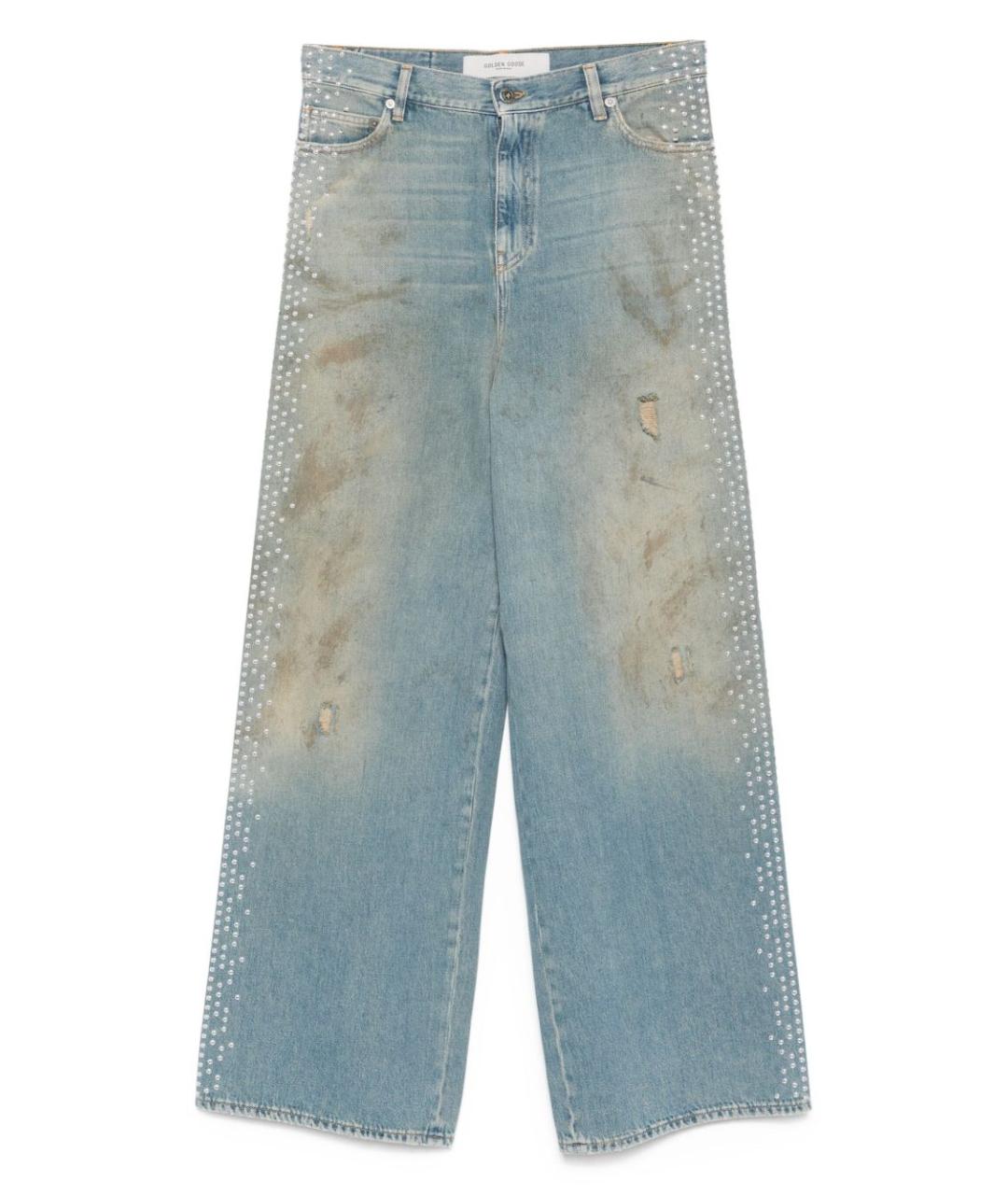 GOLDEN GOOSE DELUXE BRAND Голубые хлопковые прямые джинсы, фото 1