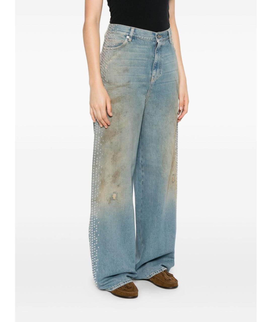 GOLDEN GOOSE DELUXE BRAND Голубые хлопковые прямые джинсы, фото 2